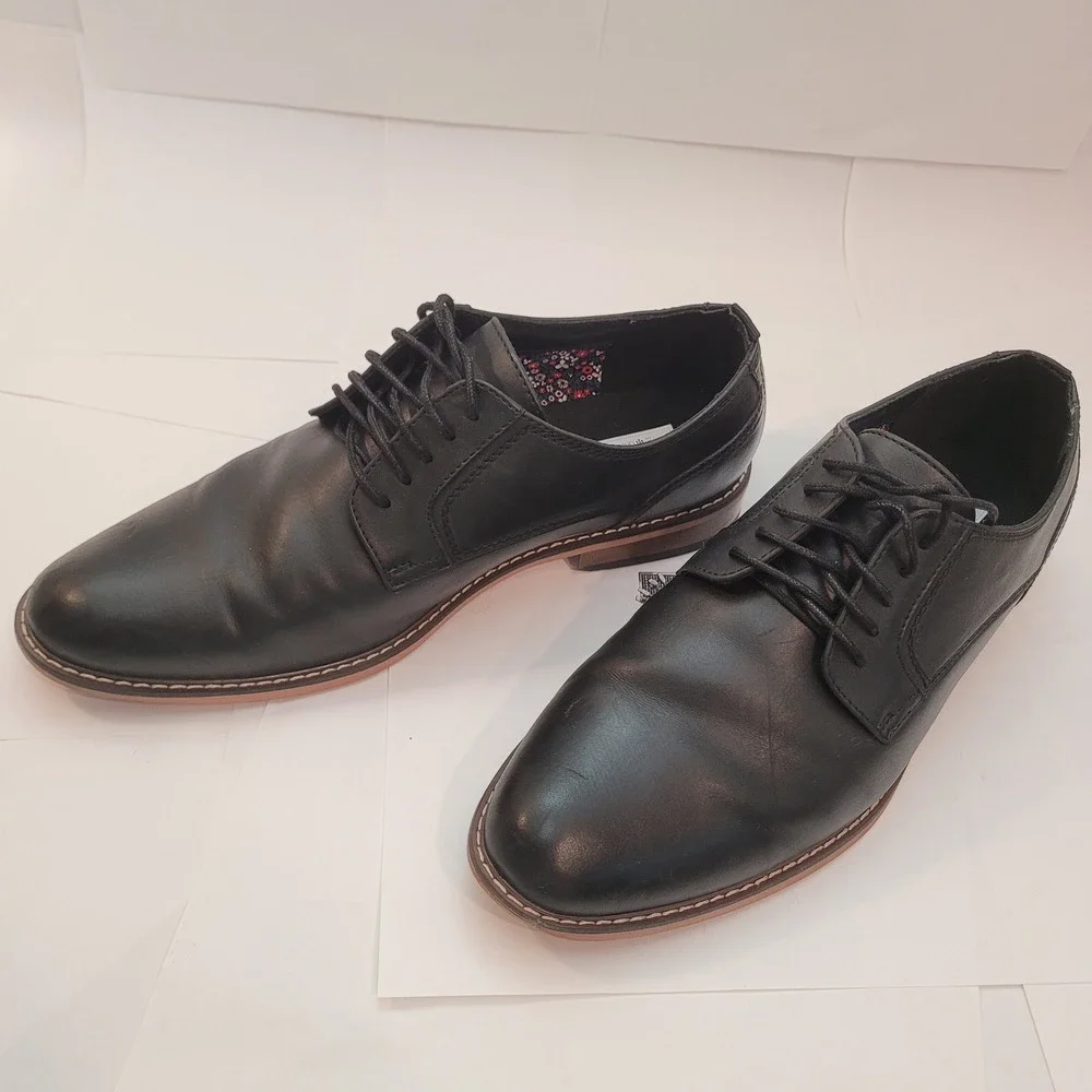Madden Derby Shoes Men Black Lace Up‎ Plain Toe Ortholite 11W Wide Width